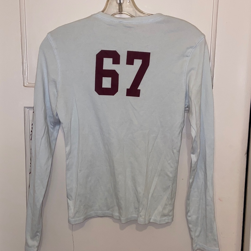 VINTAGE POLO JEANS CO. BABY BLUE LONG SLEEVE TEE BABY TEE COTTON S #67 ( 6 7 )